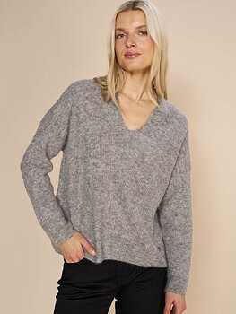 Mos Mosh Thora V-Neck Knit Grey Mel.