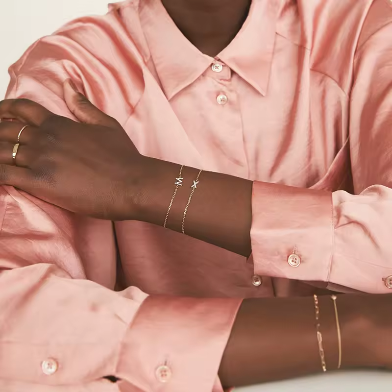 Céleste Bracelet Letter Charm 18K Gold - 3
