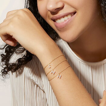 Céleste Bracelet Letter Pendant 18K Gold