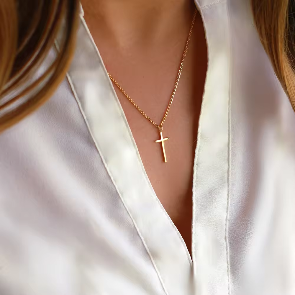 Céleste Paris Céleste Necklace Dainty Cross 18K Gold