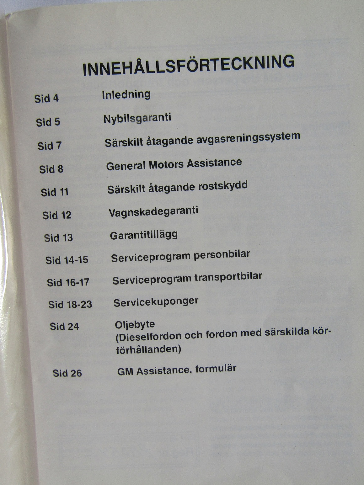 1992 GM Garanti- och servicehäfte svensk - 2