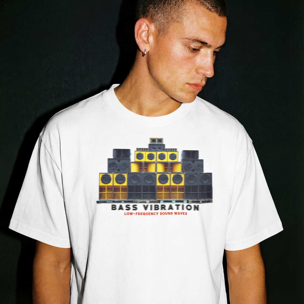 Bass Vibration T-shirt  White / Carolina Blue