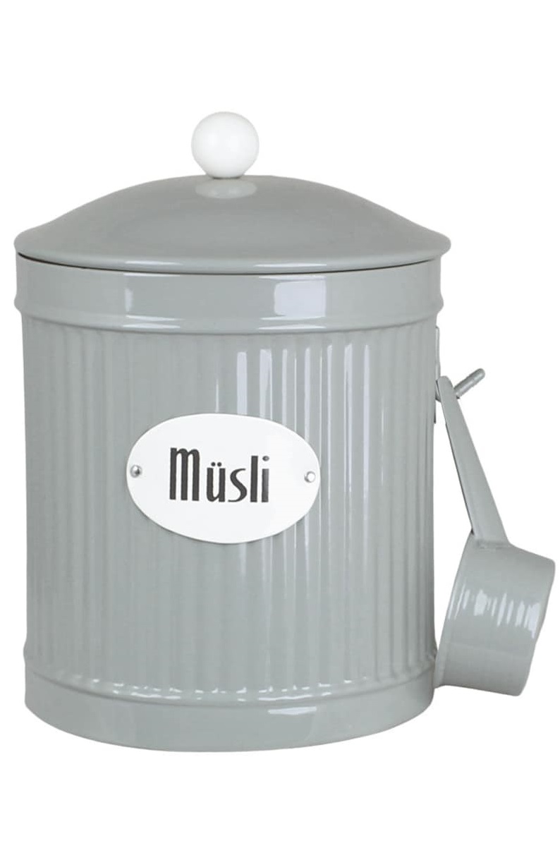 Tin with lid and scoop for Müsli - Green - 2