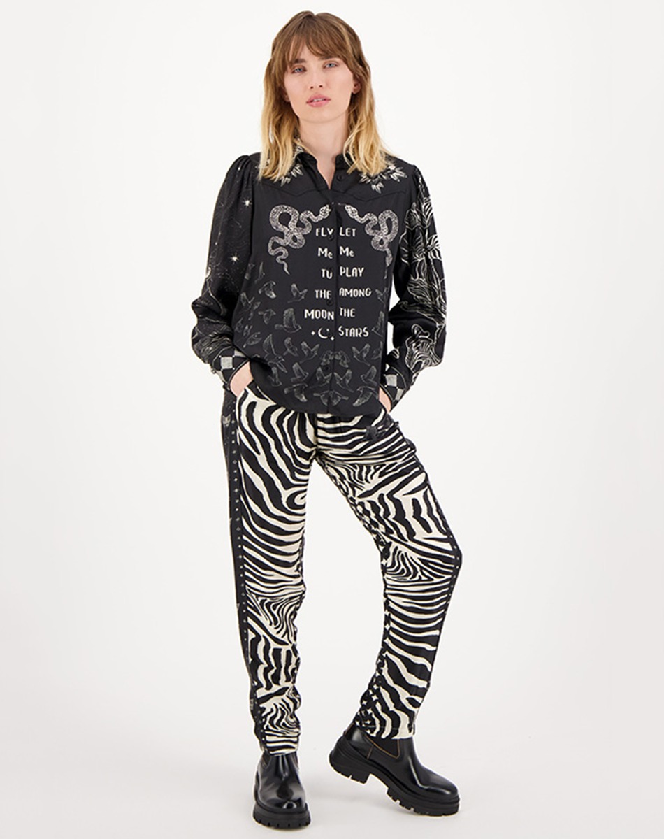 Grace Cropped Shirt - Black Magic - Me369