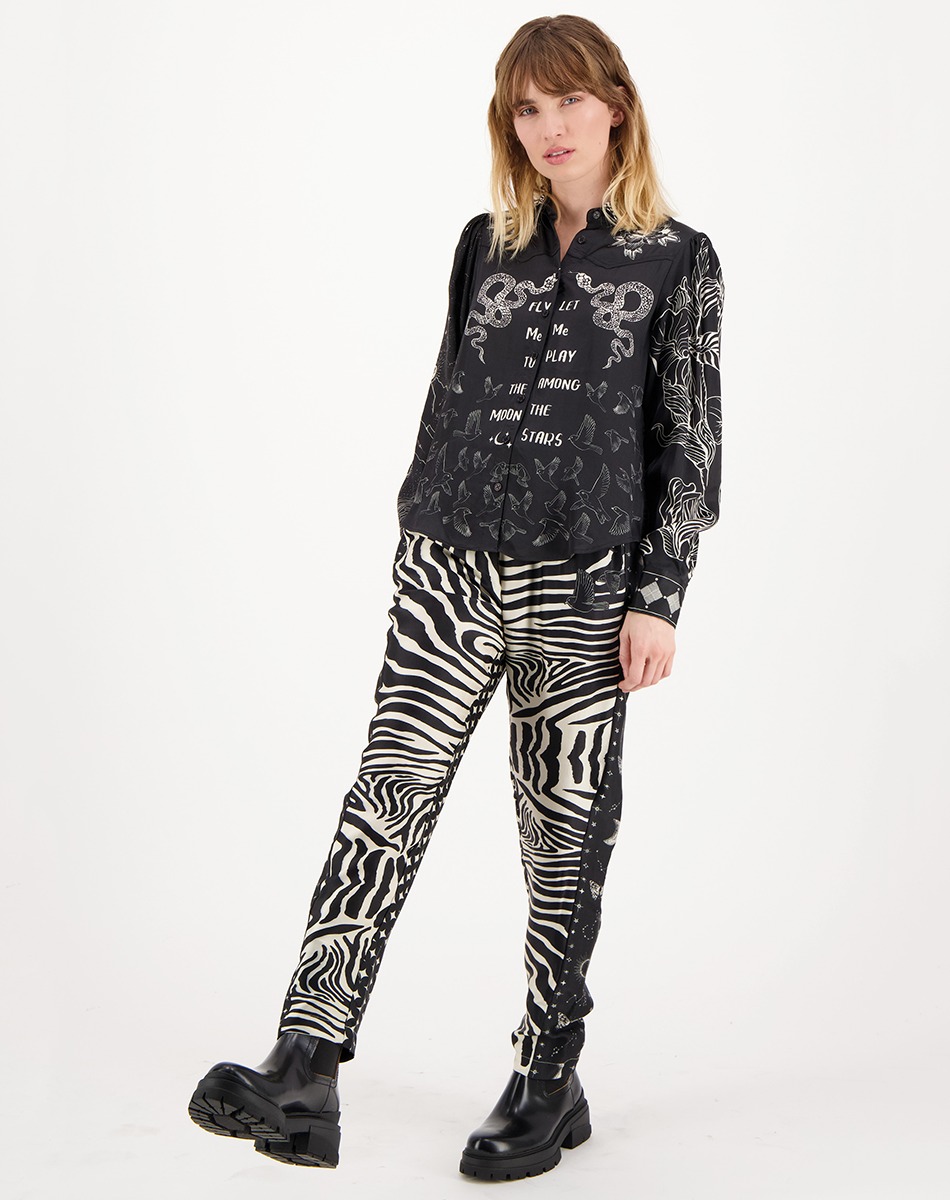 Grace Cropped Shirt - Black Magic - Me369