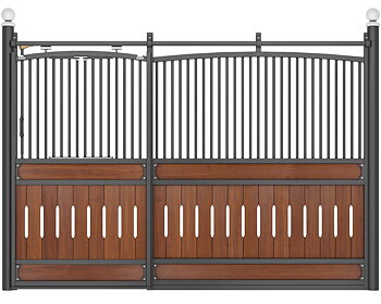 ASPEN 3 m hög prestige hästboxfront med skjutdörr och genomgående båge