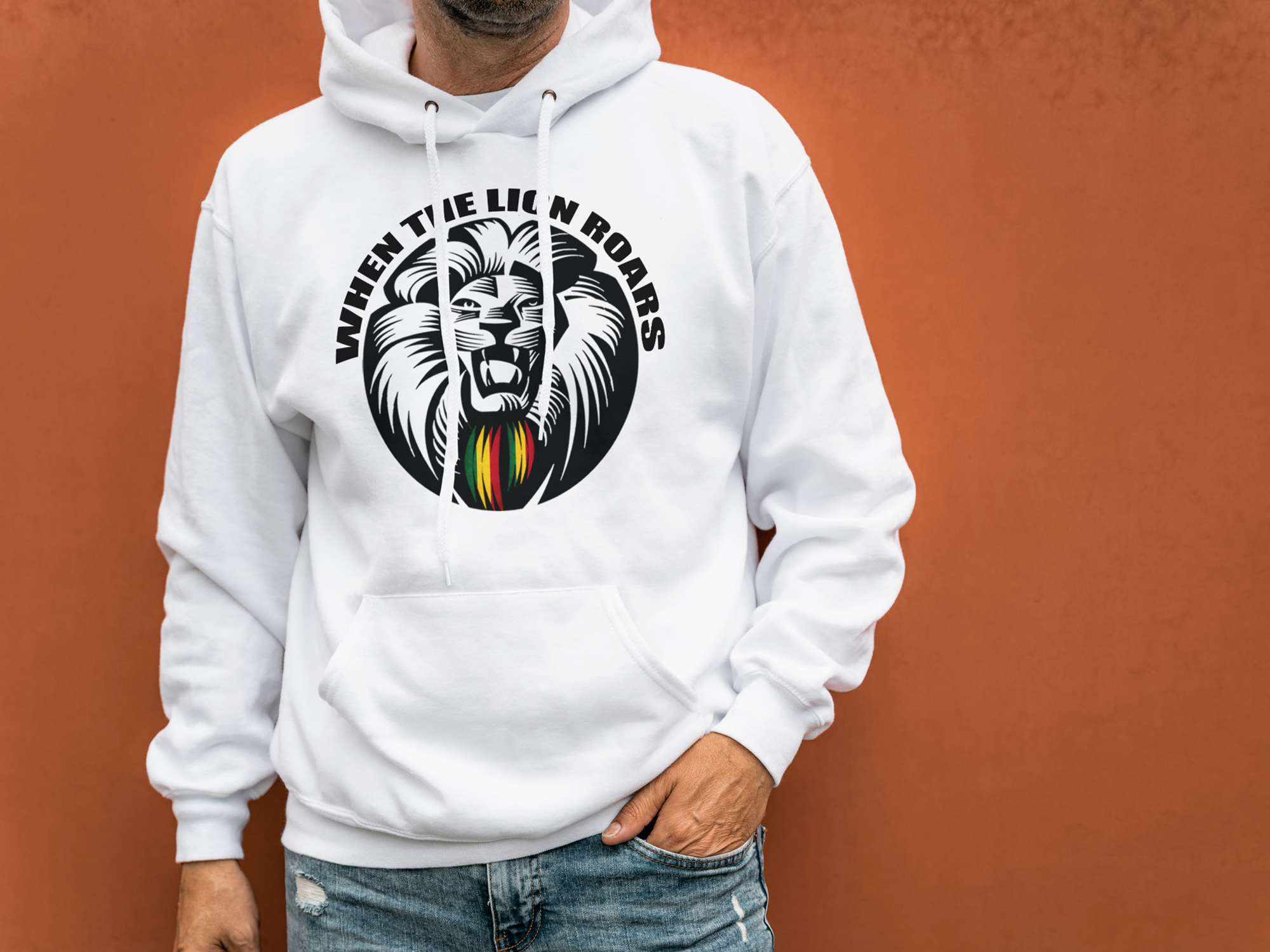 Lion Roars Hoodie Sport Grey / White