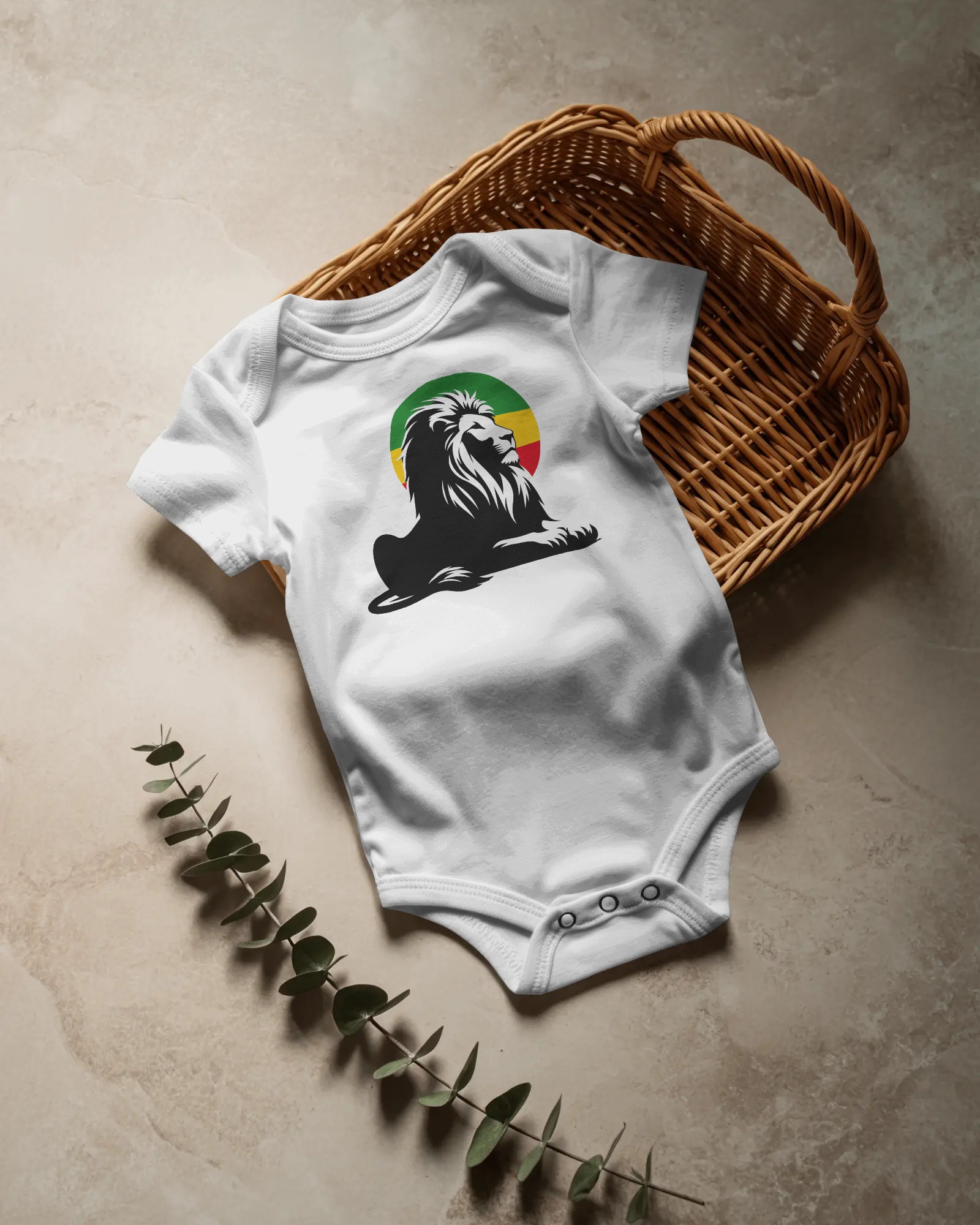 Lion Sun Baby Bodysuit White