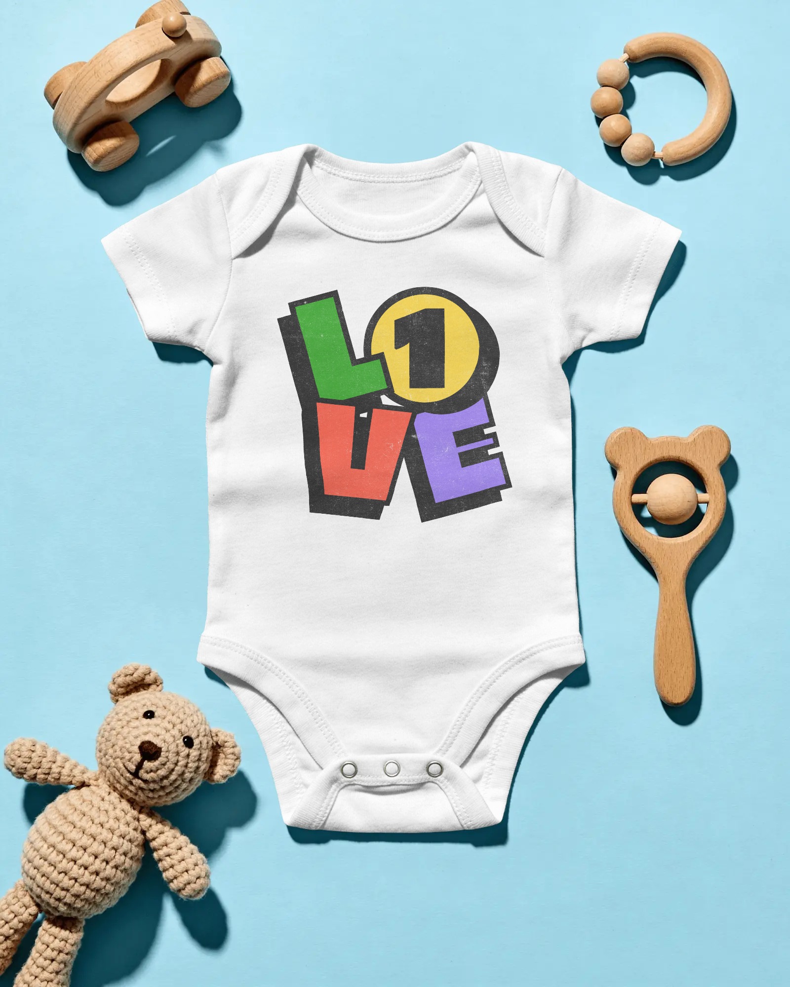 1 love Bodysuit White