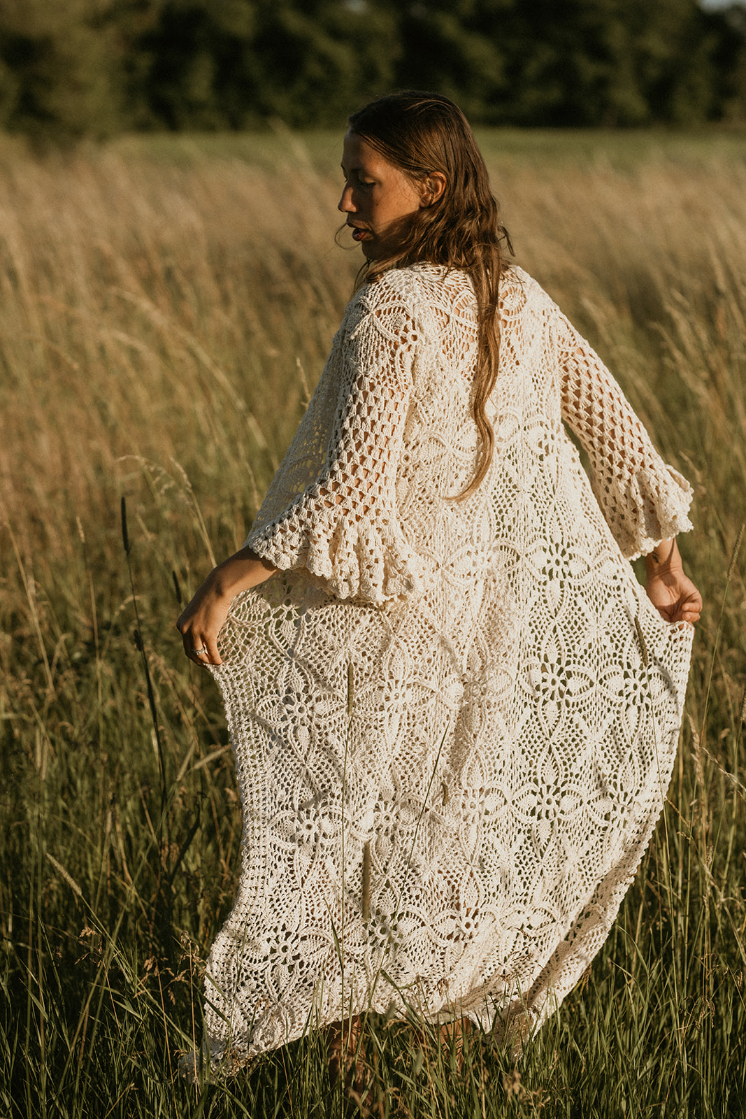 Handmade crochet loose sleeve cardigan BEIGE - 2