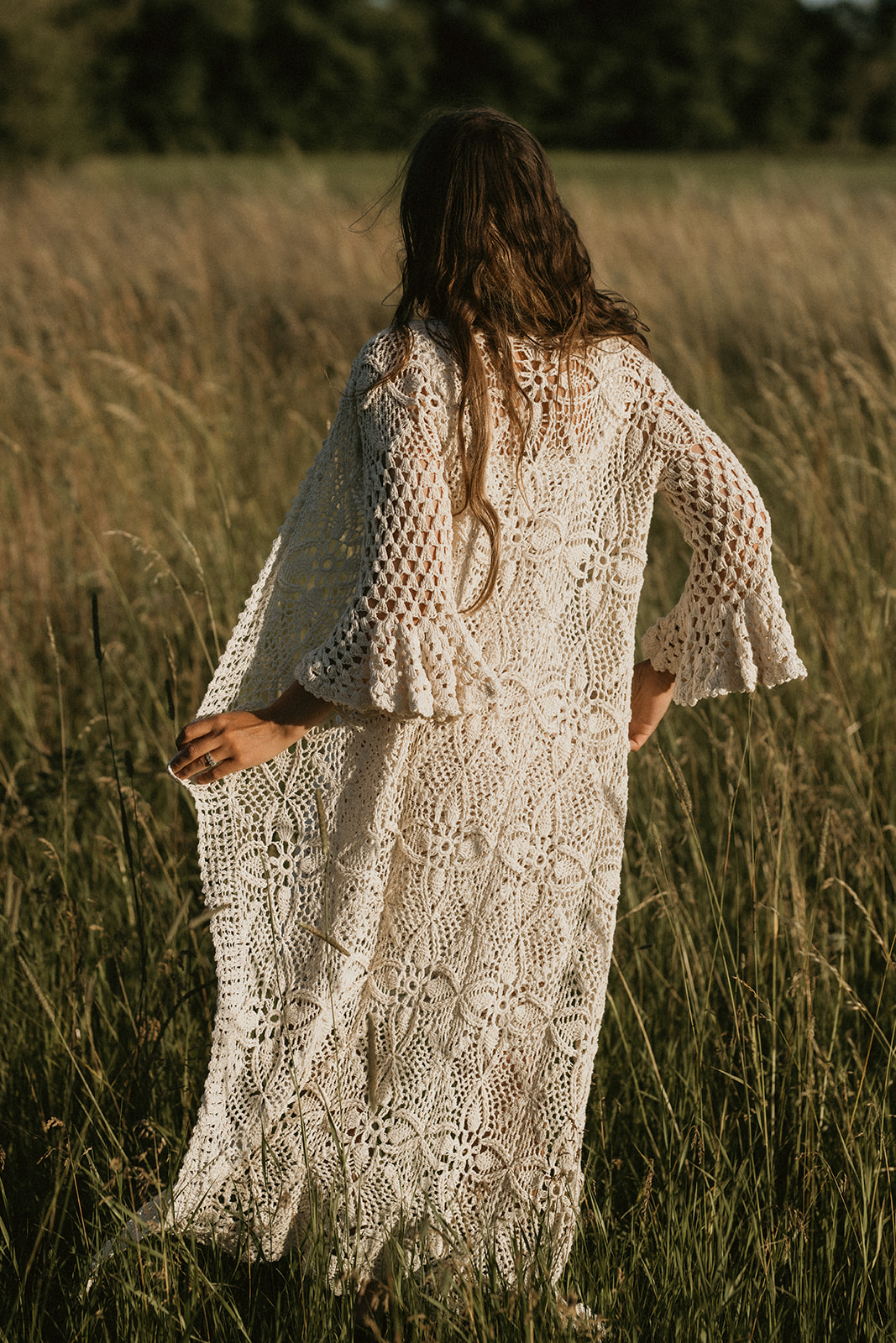 Handmade crochet loose sleeve cardigan BEIGE - 3