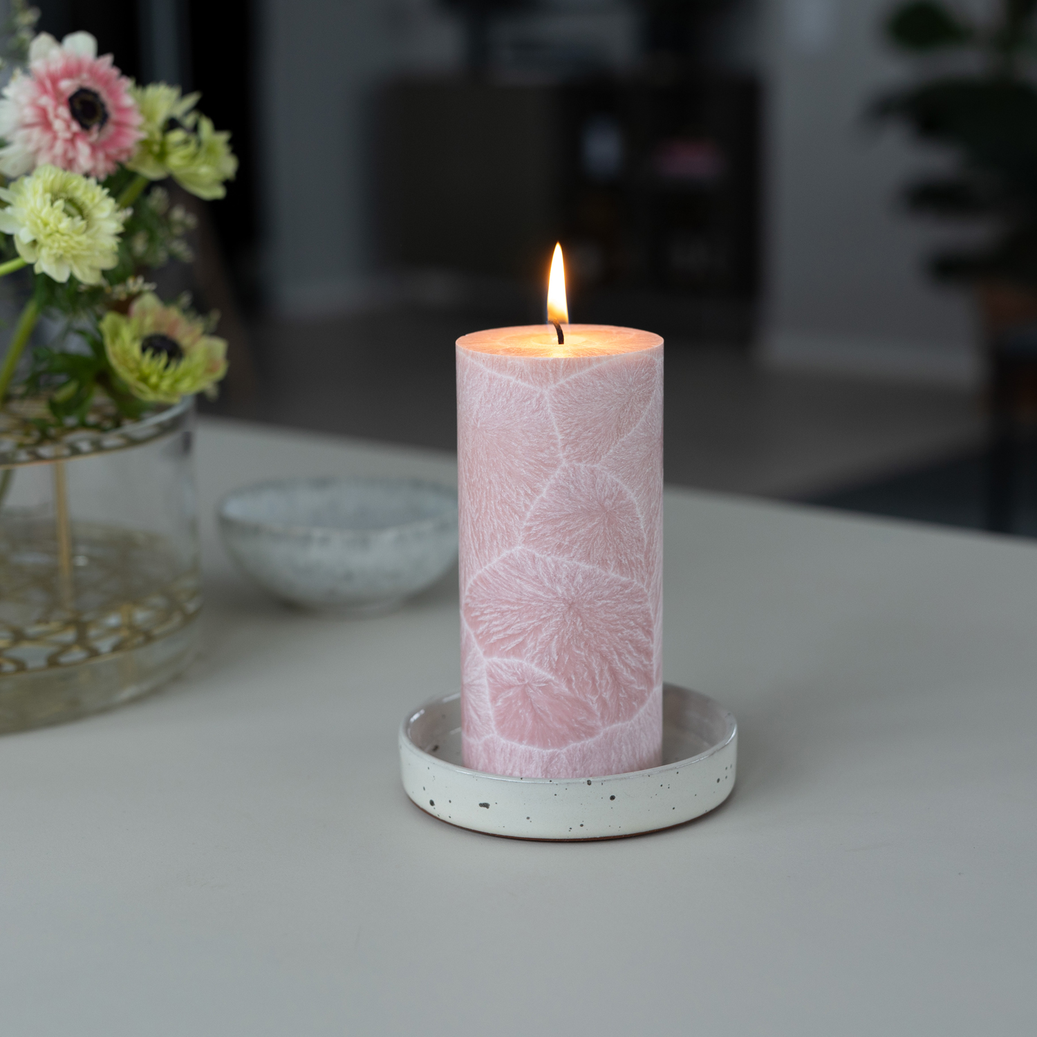 Shea pillar candle 67x150 mm  Dusty pink