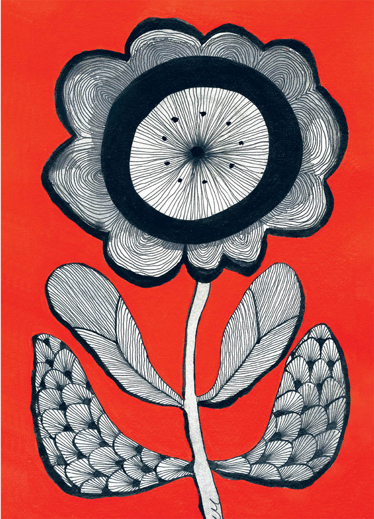 Flower on Red, Greeting Card