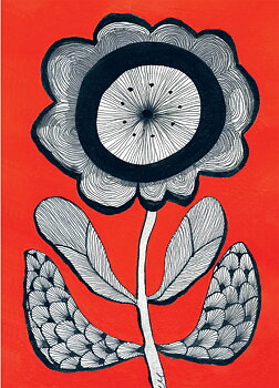Flower on Red, Greeting Card