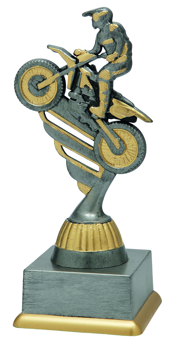 Motorcross Silver/Antik Statyett - 3 olika storlekar