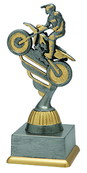 Motorcross Silver/Antik Statyett - 3 olika storlekar