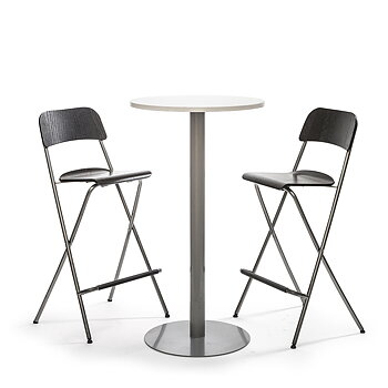 Ståbord, 2 barstolar