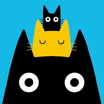 Three Cats Stacked, Greeting Card