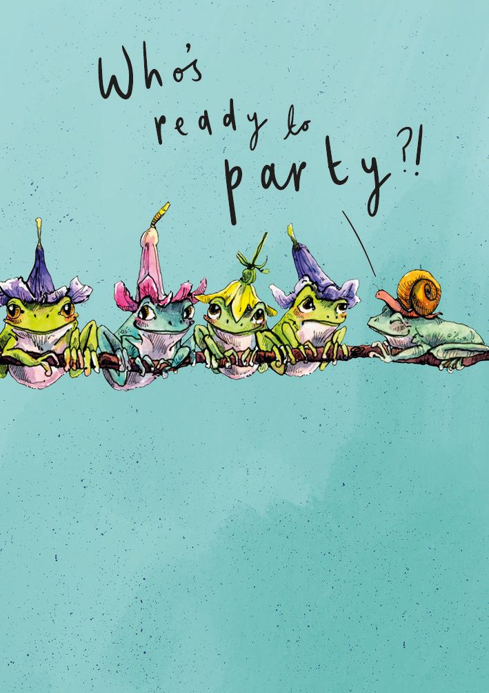 Frogs In Hats, Greeting Card