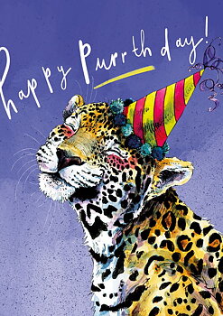 Leopard Party Hat, Greeting Card