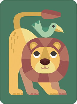 Lion & Bird, Greeting Card
