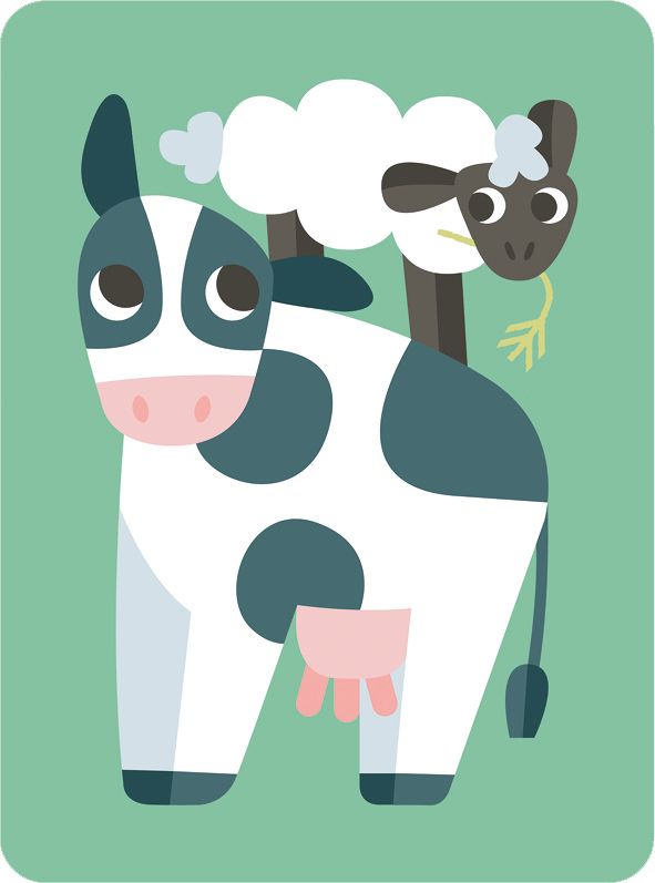 Cow & Sheep, Greeting Card
