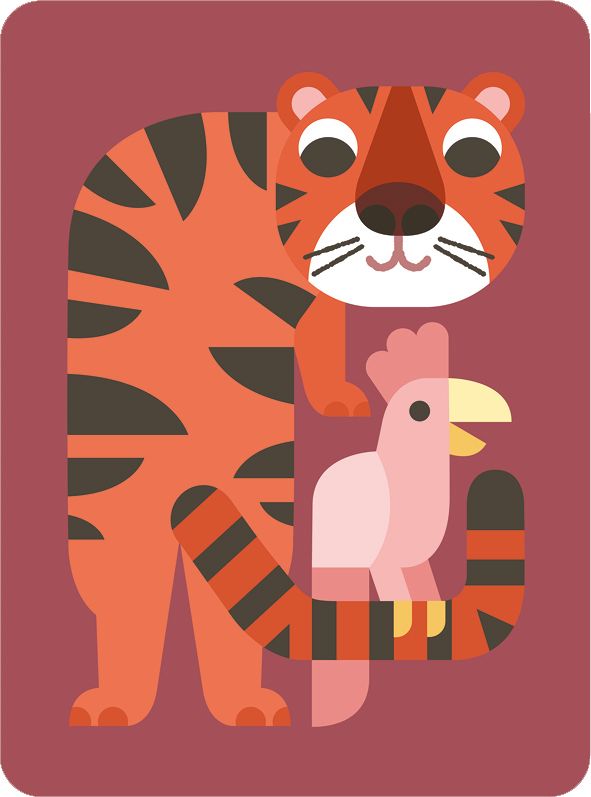 Tiger & Parrot, Greeting Card