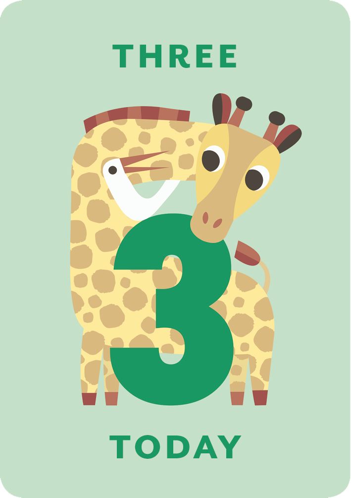 Zig Zag Zoo Age 3, Greeting Card