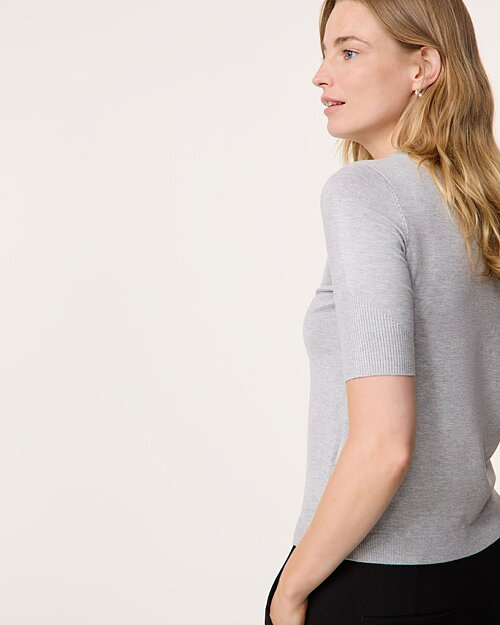 Jumper turtleneck kort ärm ljusgrå - 3