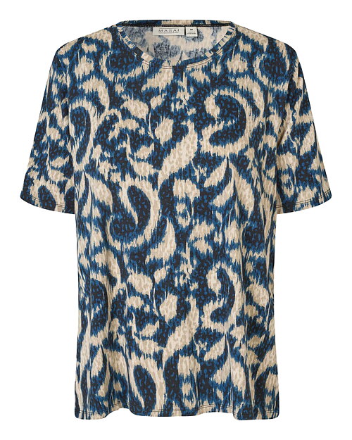 Topp Butta rundringad mönstrad blå/beige - 4