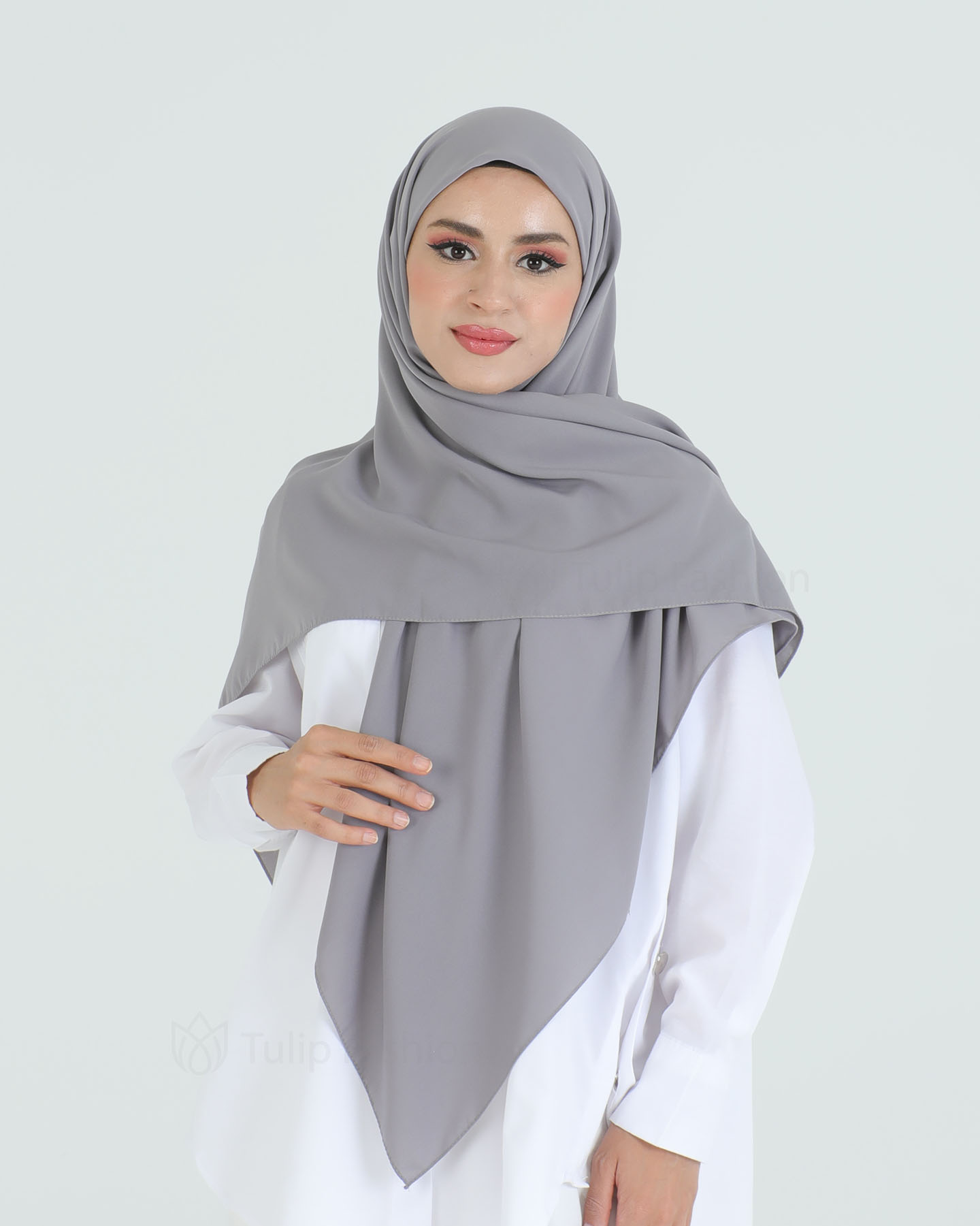 Hijab - Square Medina Lyx Chiffon 120 cm - Gray - 3