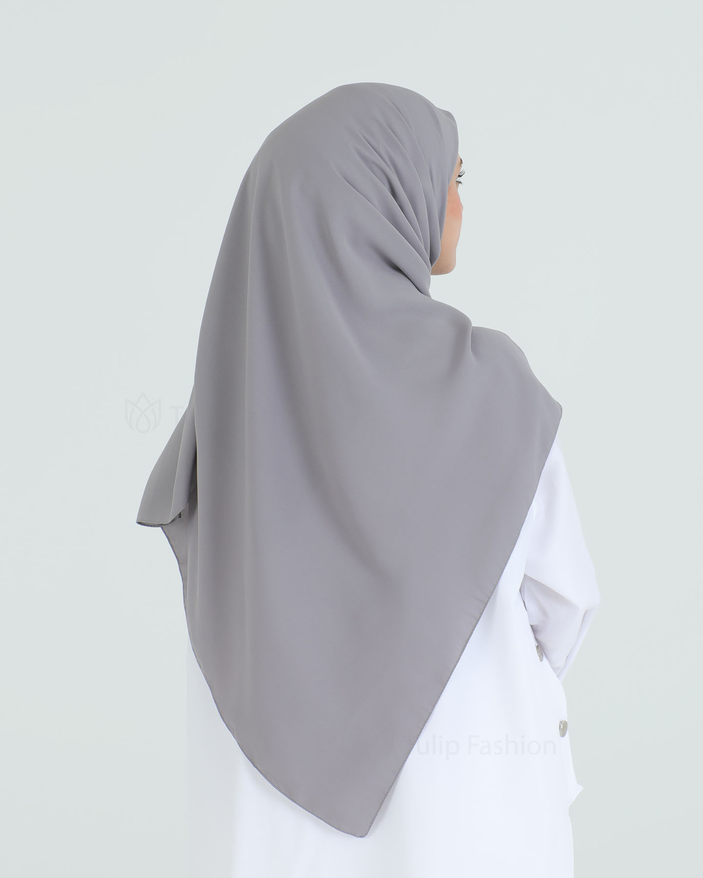 Hijab - Square Medina Lyx Chiffon 120 cm - Gray - 4