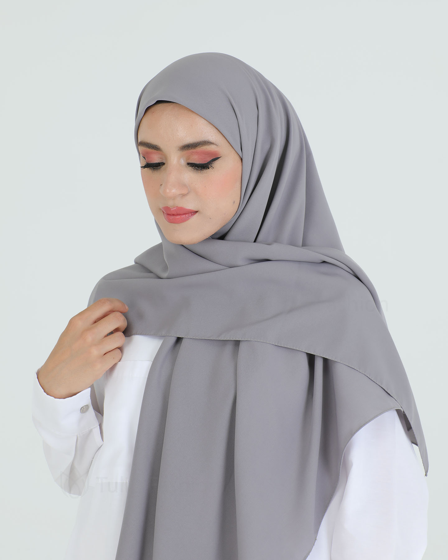 Hijab - Square Medina Lyx Chiffon 120 cm - Gray - 5