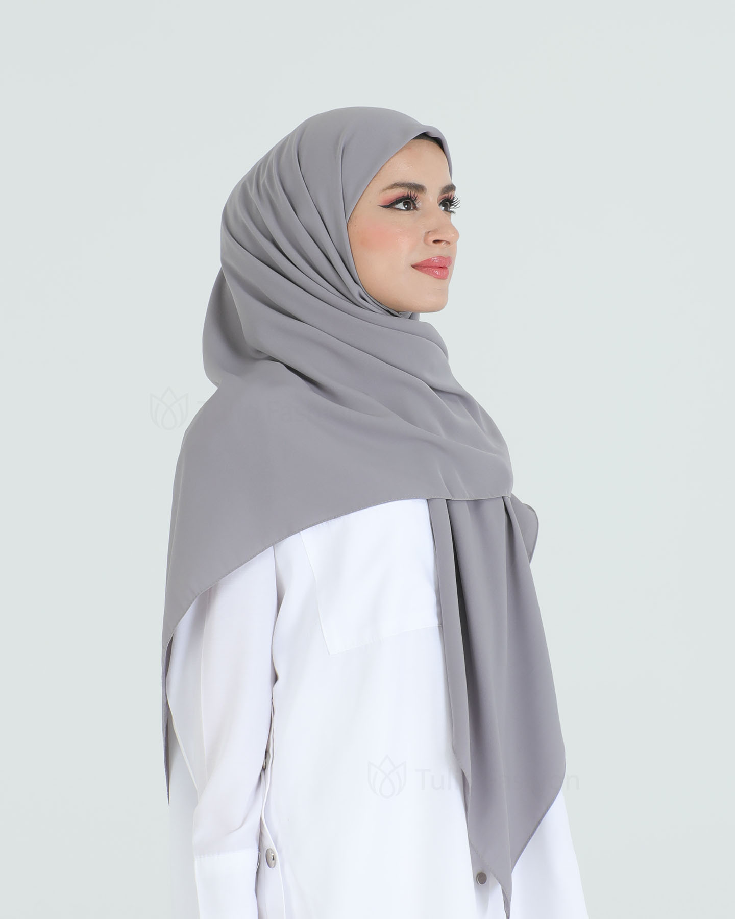 Hijab - Square Medina Lyx Chiffon 120 cm - Gray - 2