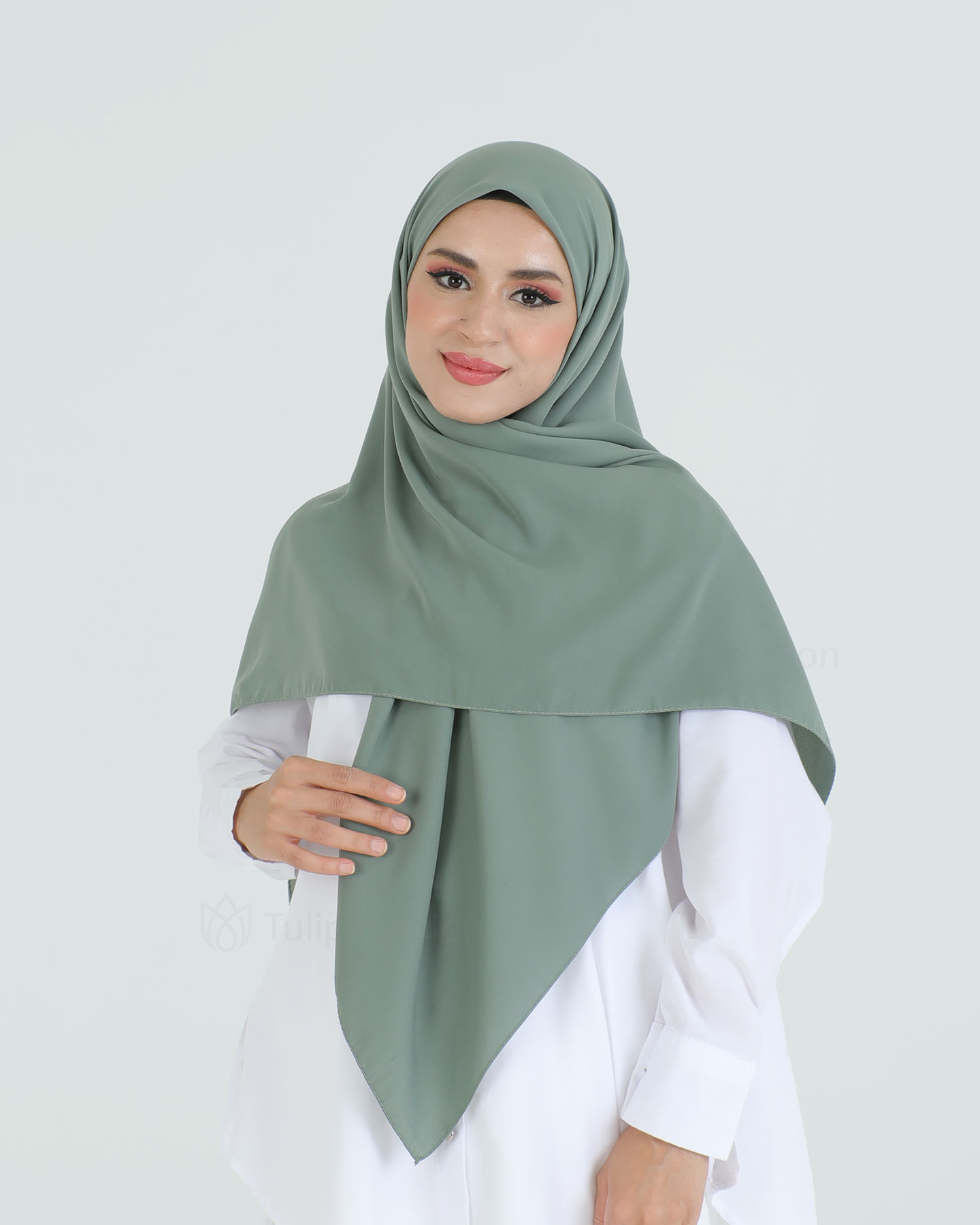 Hijab - Square Medina Lyx Chiffon 120 cm - Green - 5
