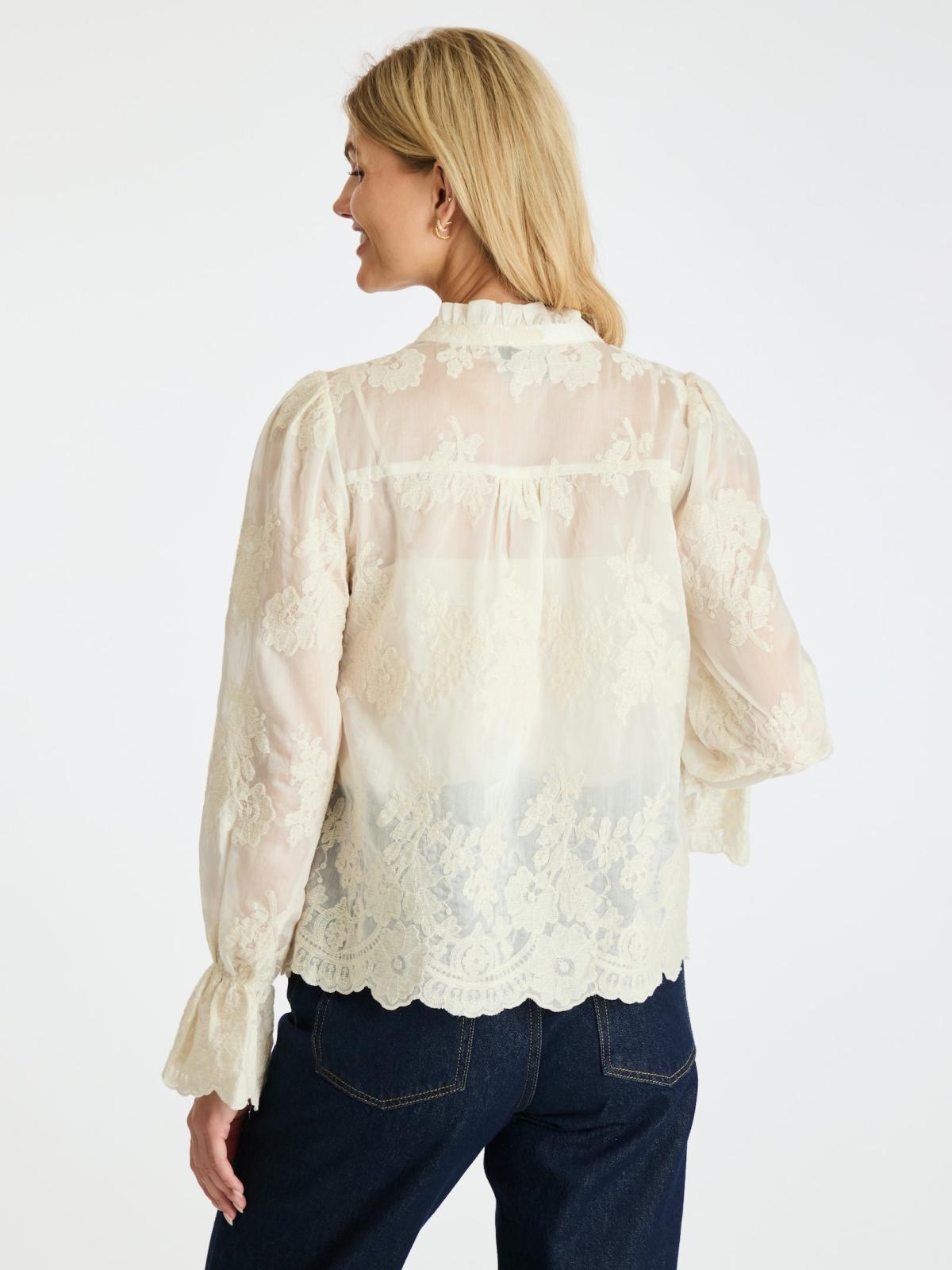 Neo Noir Amara Big Embroidery Blouse, Off White