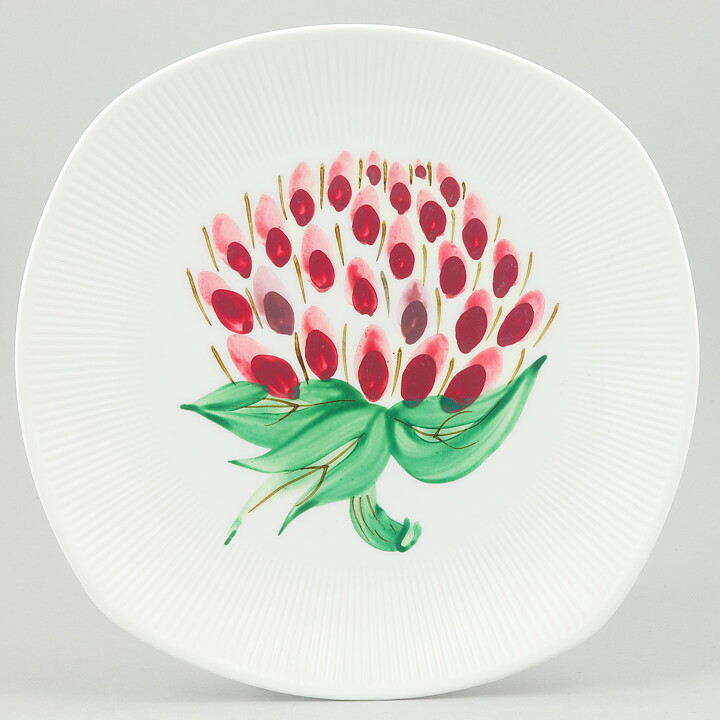 Stig Lindberg (Allegro 1960s) Art Plate with Red Flower Decor 20 cm  #3 (2)