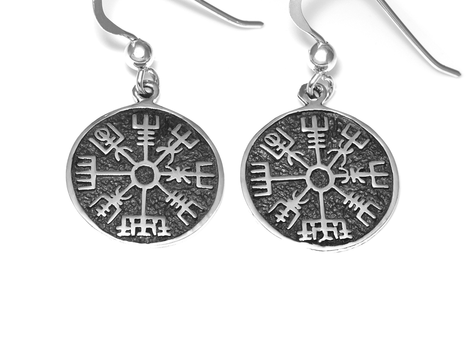 Vegvisir Kompass Örhängen i Äkta 925 Silver, Viking Accessoar, Vikingasmycke - 2