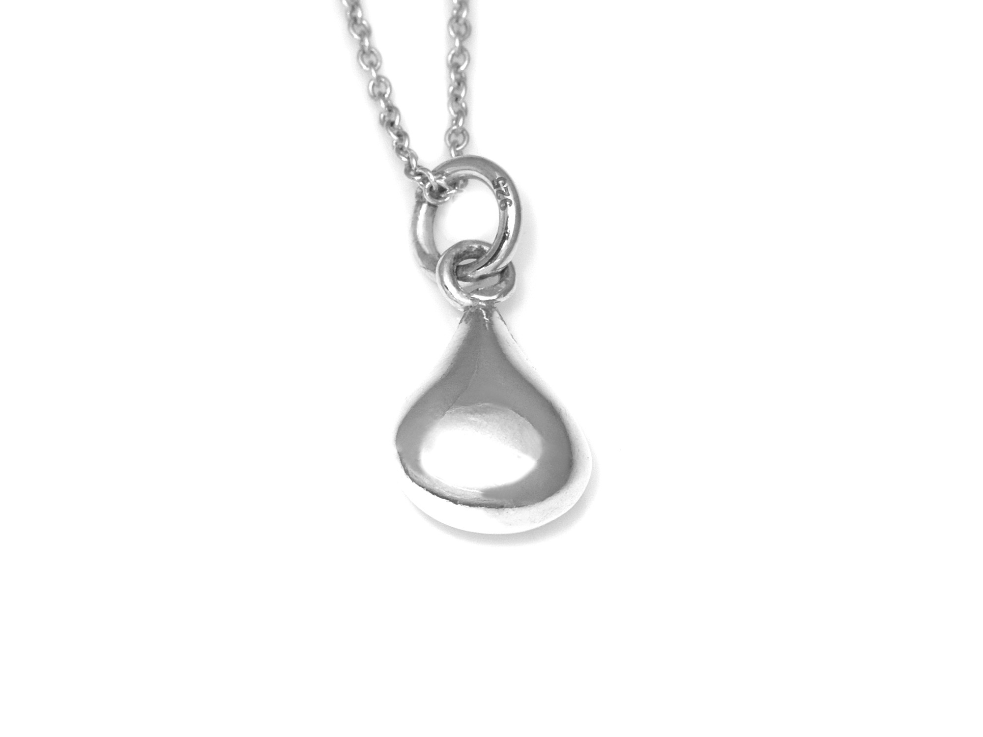 Droppe Halsband i Äkta 925 Silver, Droppformat Hänge, Dropp Accessoar, Tårdroppe Smycke - 2