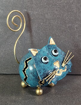 Handmålad Plåt Katt - 8cm