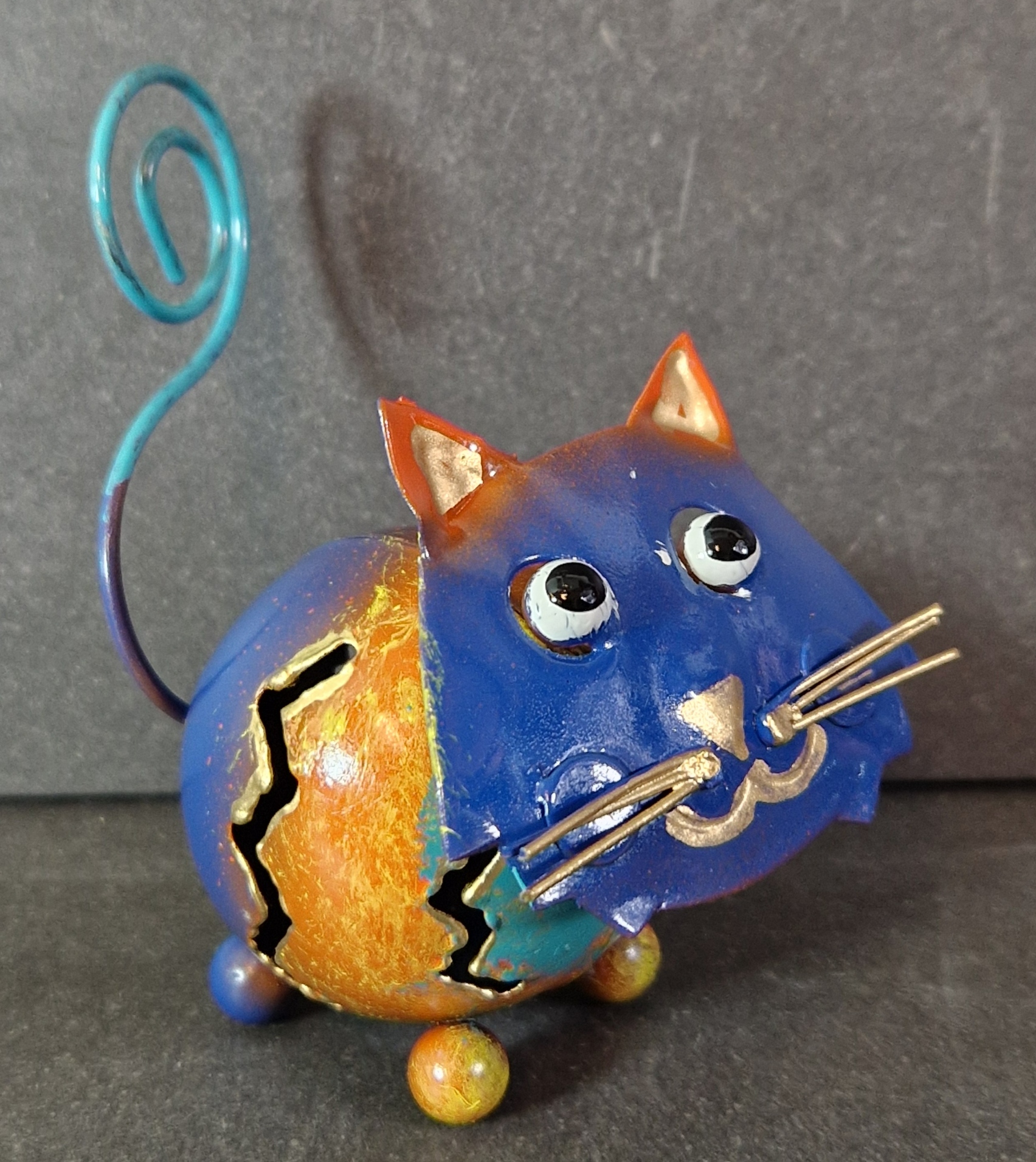 Handmålad Plåt Katt - 8cm - 3