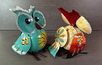 Handmålad Plåt Uggla - 15cm