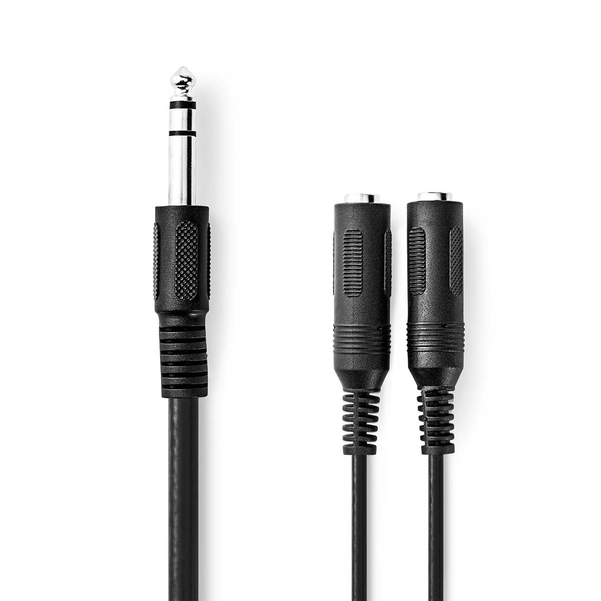 Stereo Audio Cable 6.35mm Male to 2x 6.35mm Female | Nickel Plated | 0.20 m