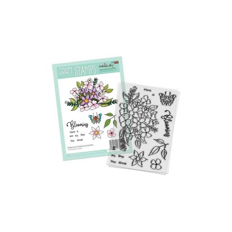 Blooming Blossom Flower, Clear Stamps, Polkadoodles