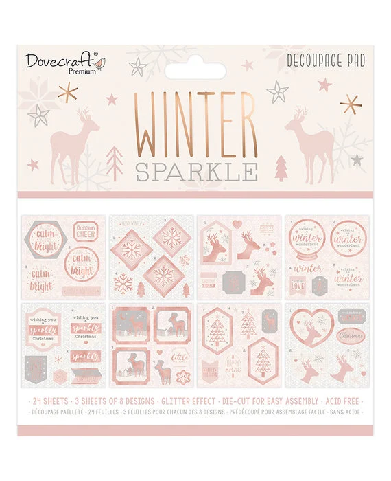 Winter Sparkle, 8"x8", Die cut pad,  Dovecraft