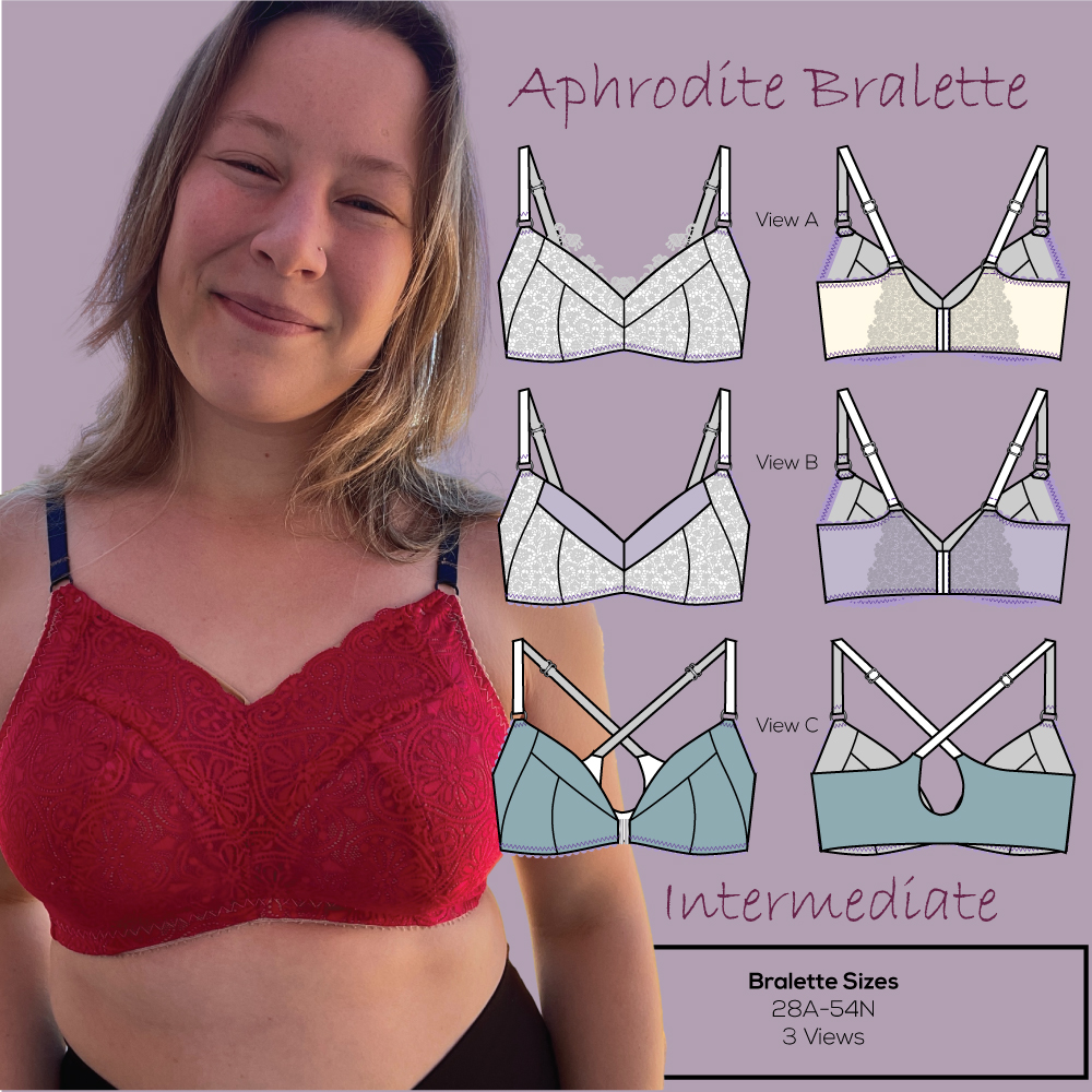 Aphrodite Bralette size 28-38- PDF pattern B,Wear - Main Image