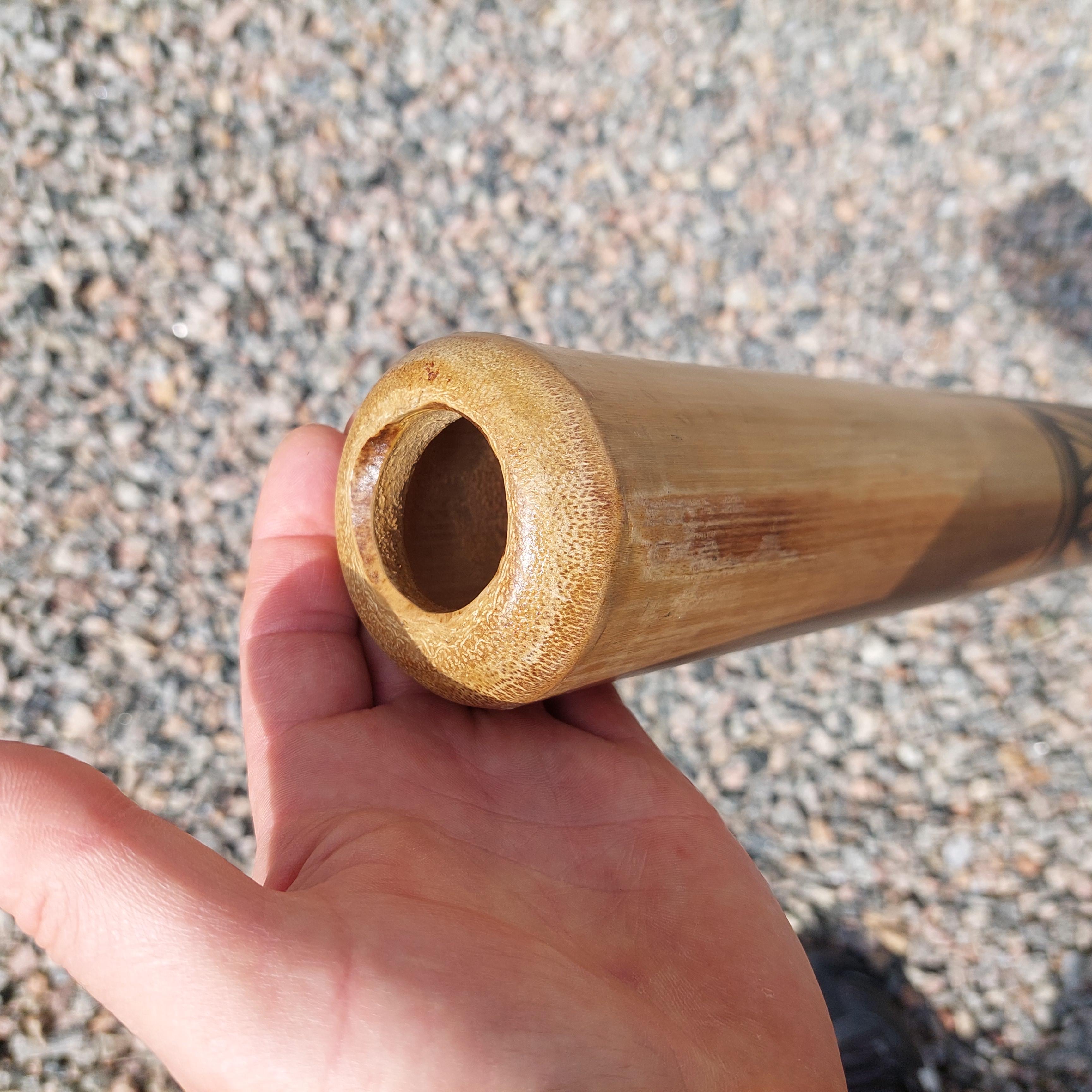  Didgeridoo i handmålad Bambu, Svart Maori design - 3