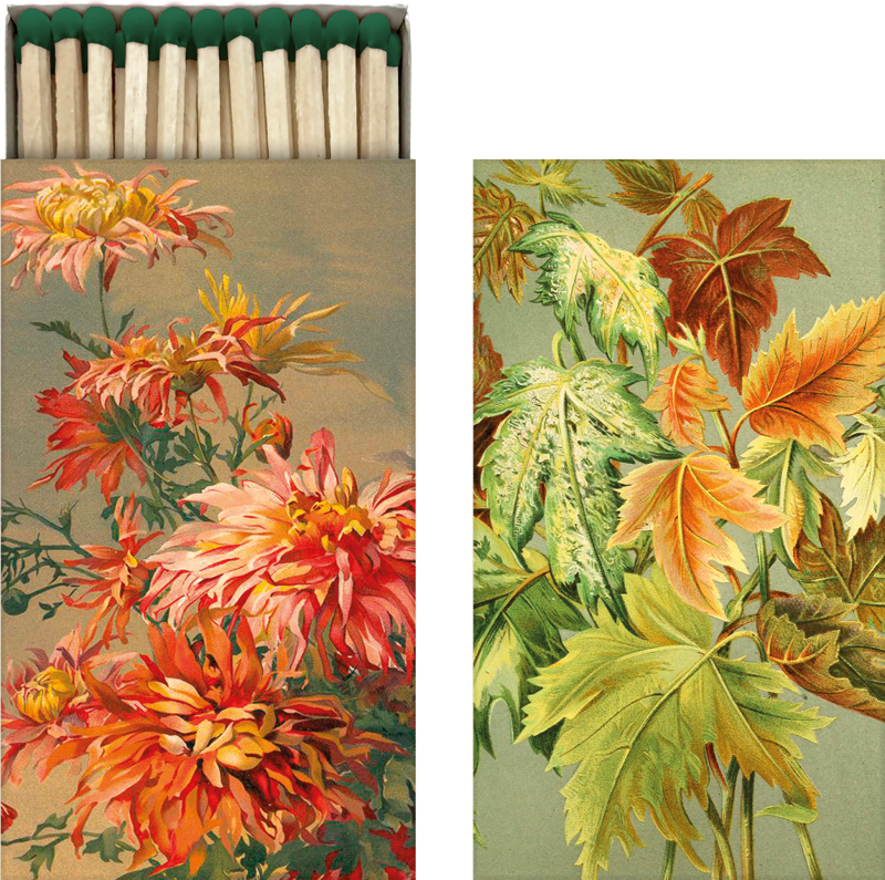 Tändsticksask "Höstväxter Dahlia/Löv" - Sköna Ting