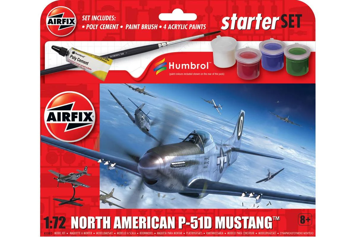 Airfix A55013 Modell Flygplan Startt Set North American P-51D Mustang 1:72