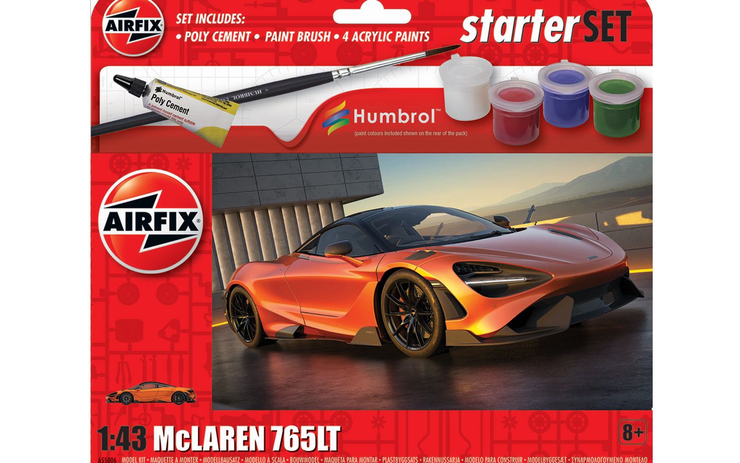 Airfix A55006 Modellbil Starter Set McLaren 765 1:43